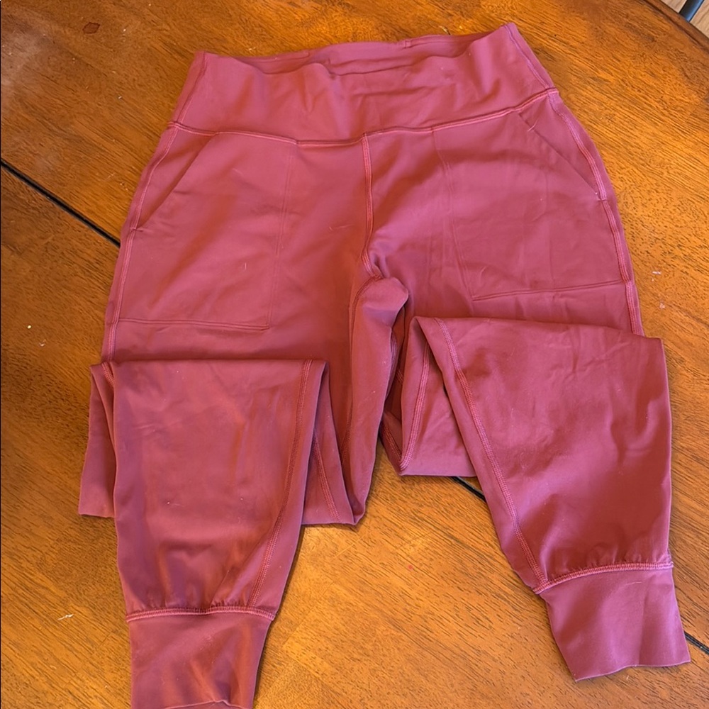lululemon athletica Red Leggings with High Waistband and Full Length Design